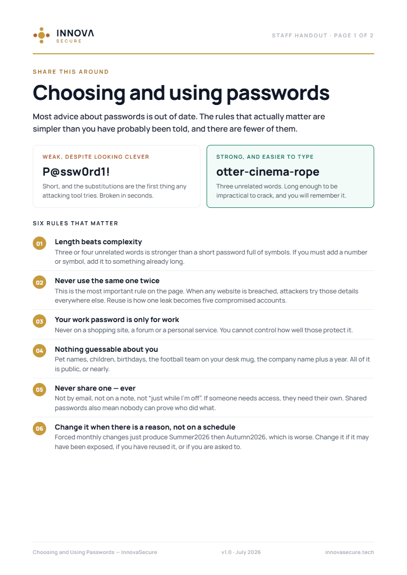 Choosing and Using Passwords — cover
