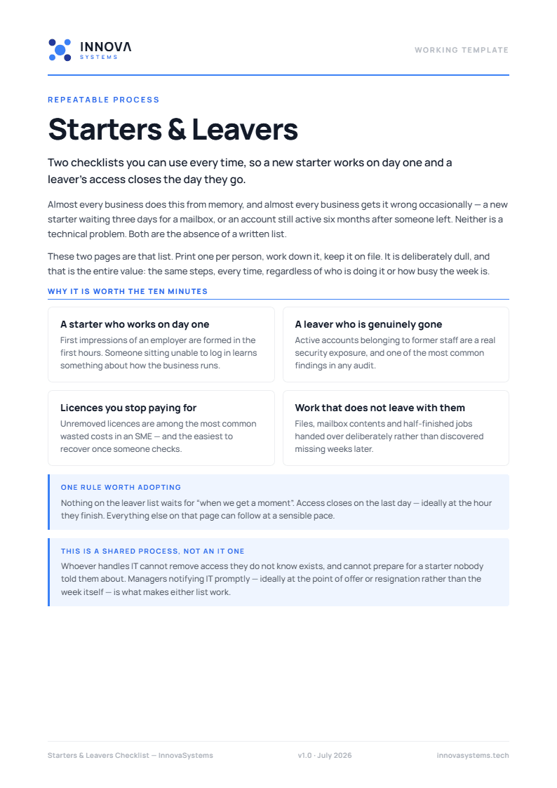 Starters & Leavers Checklist — cover